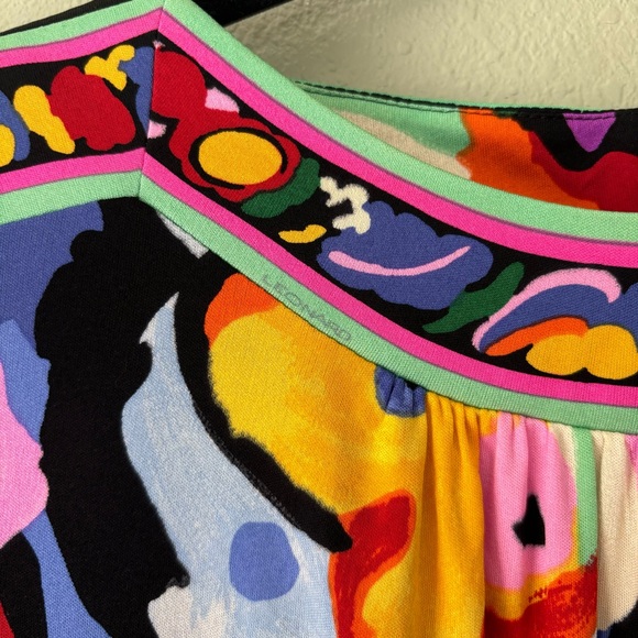 Vintage Leonard Paris Silk Jersey Mikado Midi Floral Dress Size Large - Picture 4 of 12